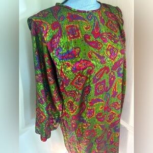 Richilene New York Vintage Paisley Print Dress One Size Rich Colors